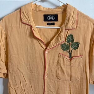 Monstera appliqué camp collar shirt